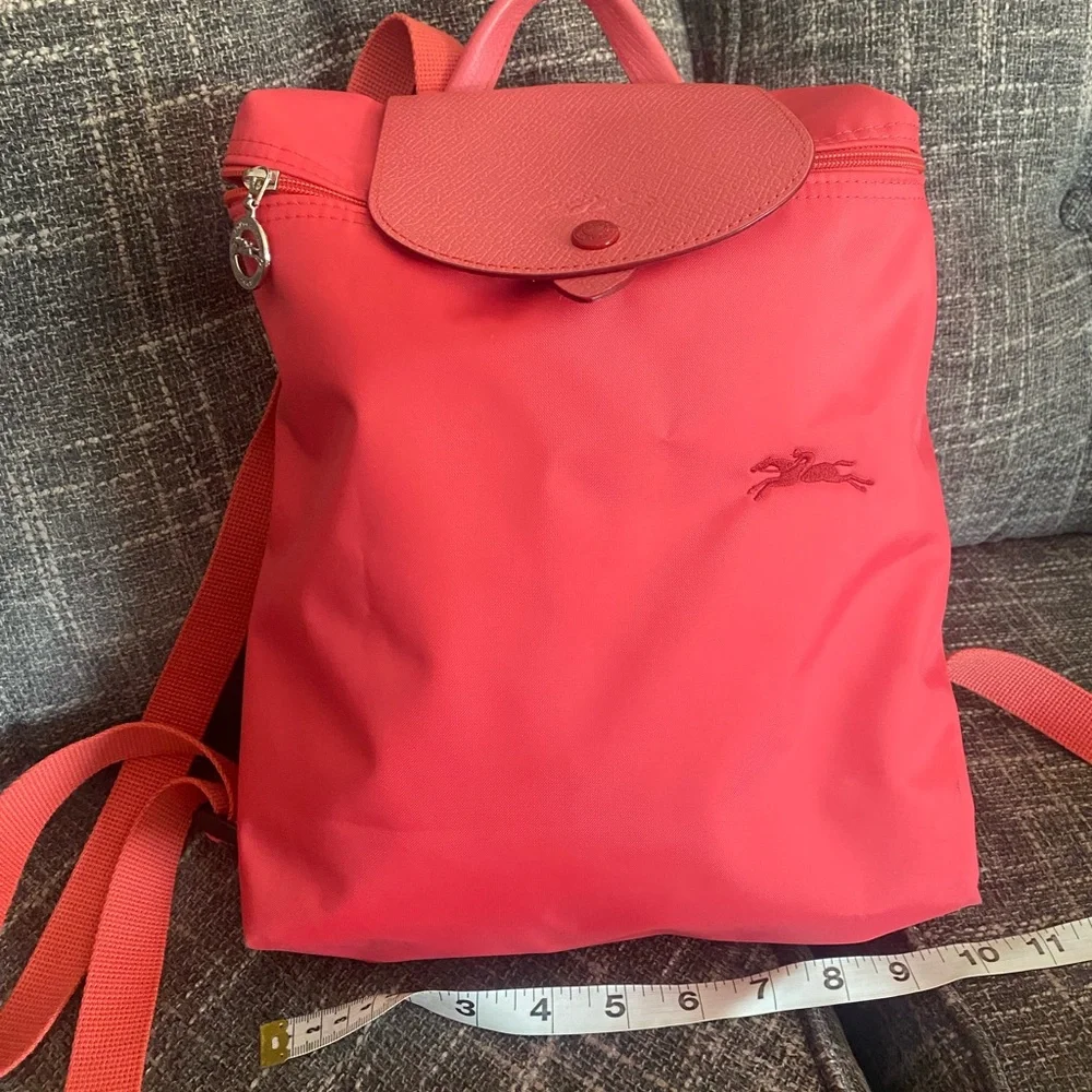 Longchamp Coral Pink Backpack Adjustable Straps - Picture 1 of 14